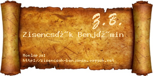 Zisencsák Benjámin névjegykártya